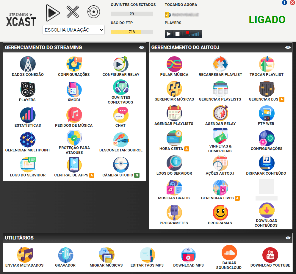 Xcast - painel de streaming